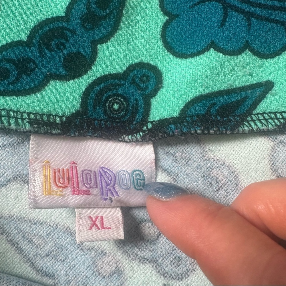 LuLaRoe Cassie Skirt XL Teal Mandala Geometric Pencil Skirt Stretch Work Office - Picture 2 of 5